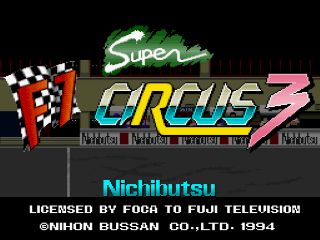 Super F1 Circus 3 title screen for Super Famicom